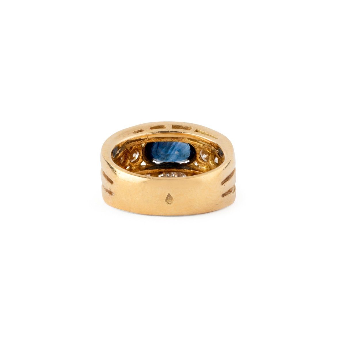 Bague Bandeau en or jaune, saphir et diamants - Castafiore