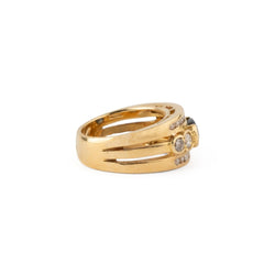Bague Bandeau en or jaune, saphir et diamants - Castafiore