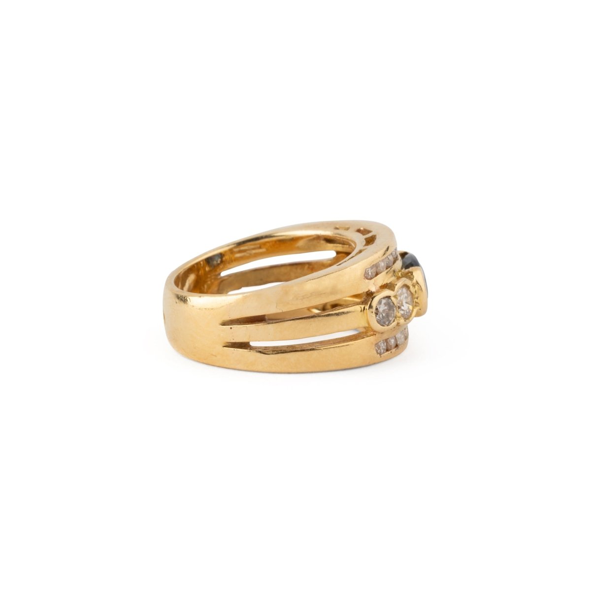 Bague Bandeau en or jaune, saphir et diamants - Castafiore
