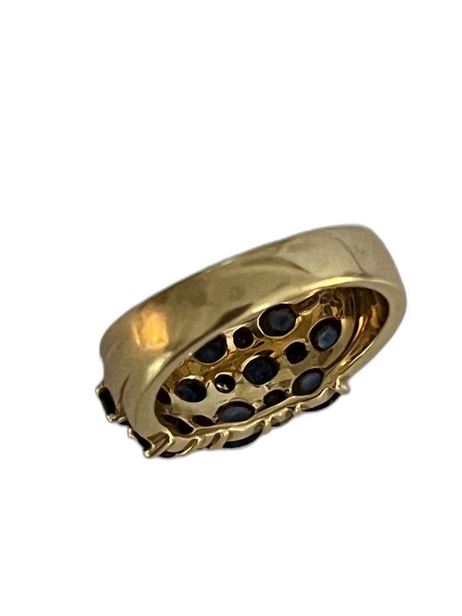 Bague Bandeau en or jaune saphirs et diamants - Castafiore