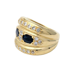 Bague Bandeau en or jaune, saphirs et diamants - Castafiore