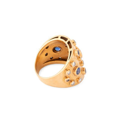 Bague Bandeau en or jaune, saphirs et diamants - Castafiore