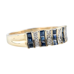 Bague Bandeau en or jaune, saphirs et diamants - Castafiore