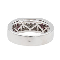 Bague Bandeau en Platine, Diamant et Rubis - Castafiore