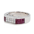 Bague Bandeau en Platine, Diamant et Rubis - Castafiore