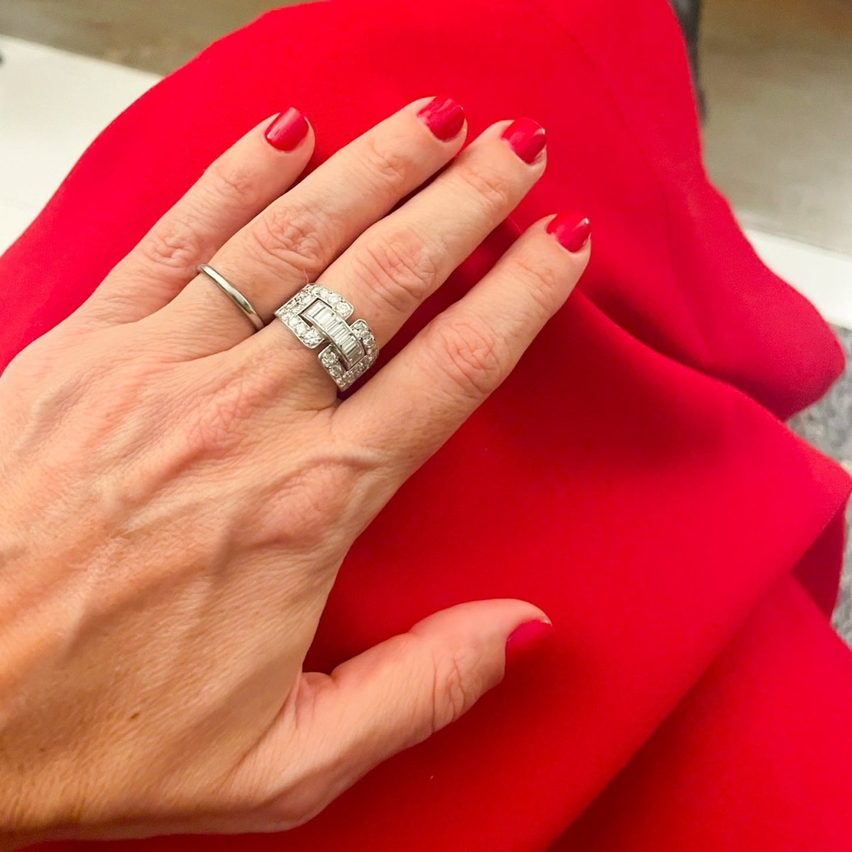 Bague Bandeau en platine et diamants - Castafiore