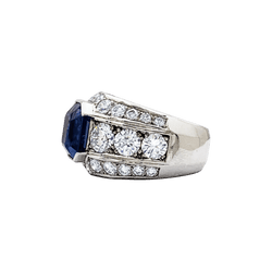 Bague Bandeau en platine, saphir et diamants - Castafiore