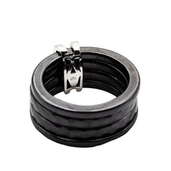 Bague Bandeau GUY LAROCHE en or blanc, céramique et diamants - Castafiore