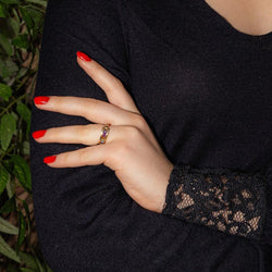 Bague Bandeau GUY LAROCHE en or jaune, améthyste, citrine, grenat, péridot et topaze - Castafiore