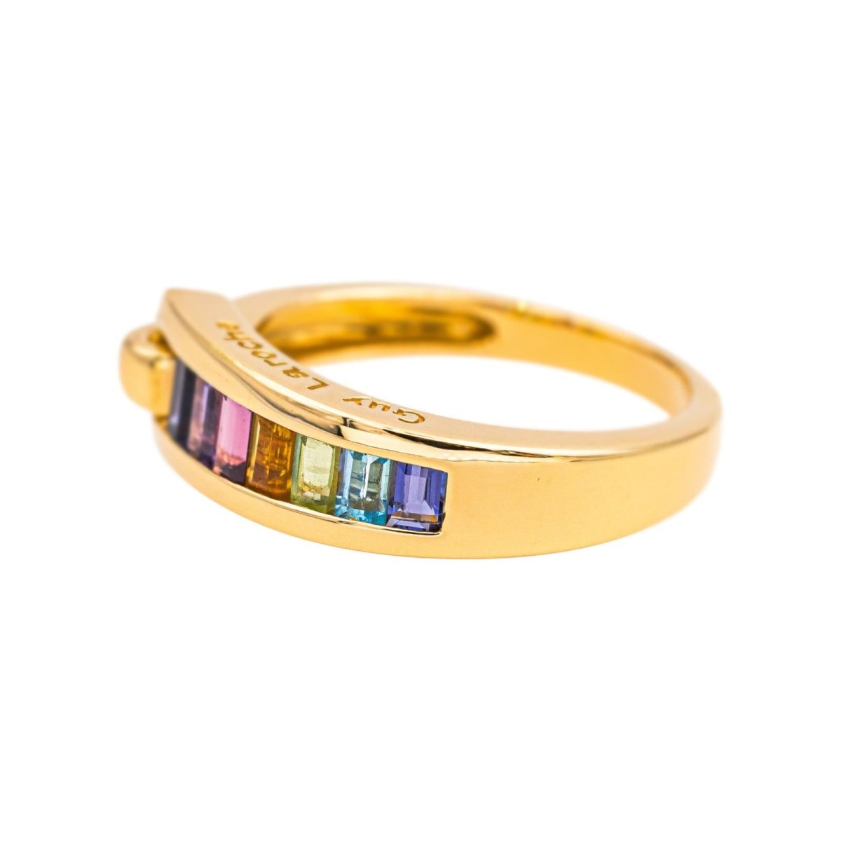 Bague Bandeau GUY LAROCHE en or jaune, améthyste, citrine, grenat, péridot et topaze - Castafiore