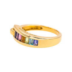 Bague Bandeau GUY LAROCHE en or jaune, améthyste, citrine, grenat, péridot et topaze - Castafiore