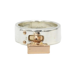 Bague Bandeau HERMÈS "Amulettes" en or rose et argent - Castafiore