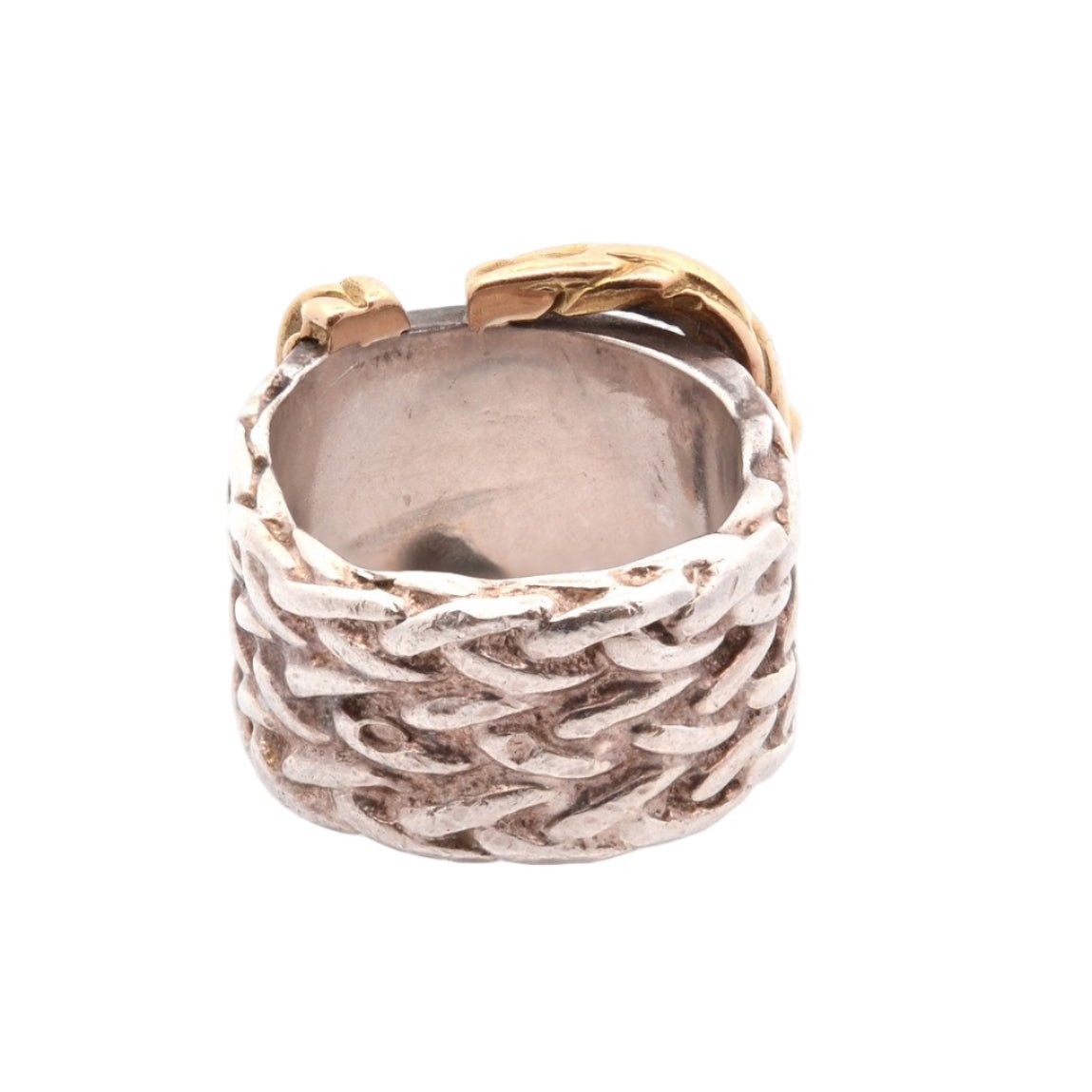 Bague Bandeau HERMÈS en or jaune et argent - Castafiore