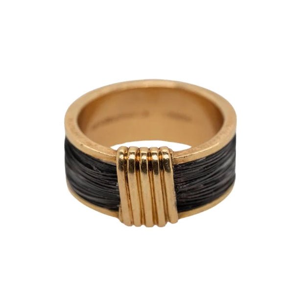 Bague Bandeau HERMÈS en or jaune et crin - Castafiore