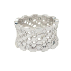 Bague Bandeau INEDT "Op'art" en or blanc et diamants - Castafiore