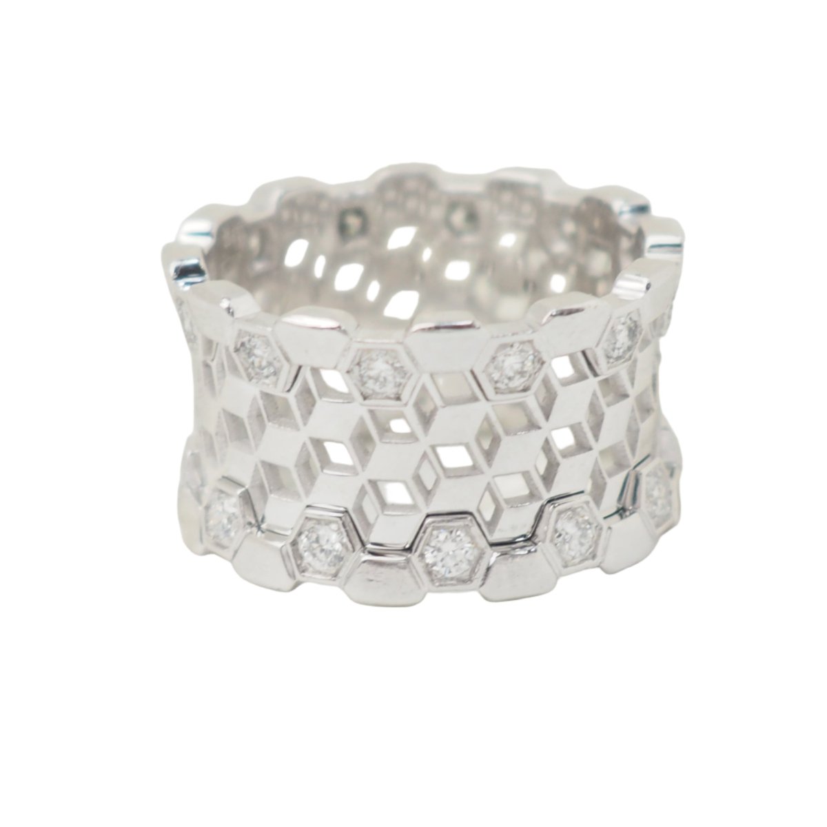 Bague Bandeau INEDT "Op'art" en or blanc et diamants - Castafiore