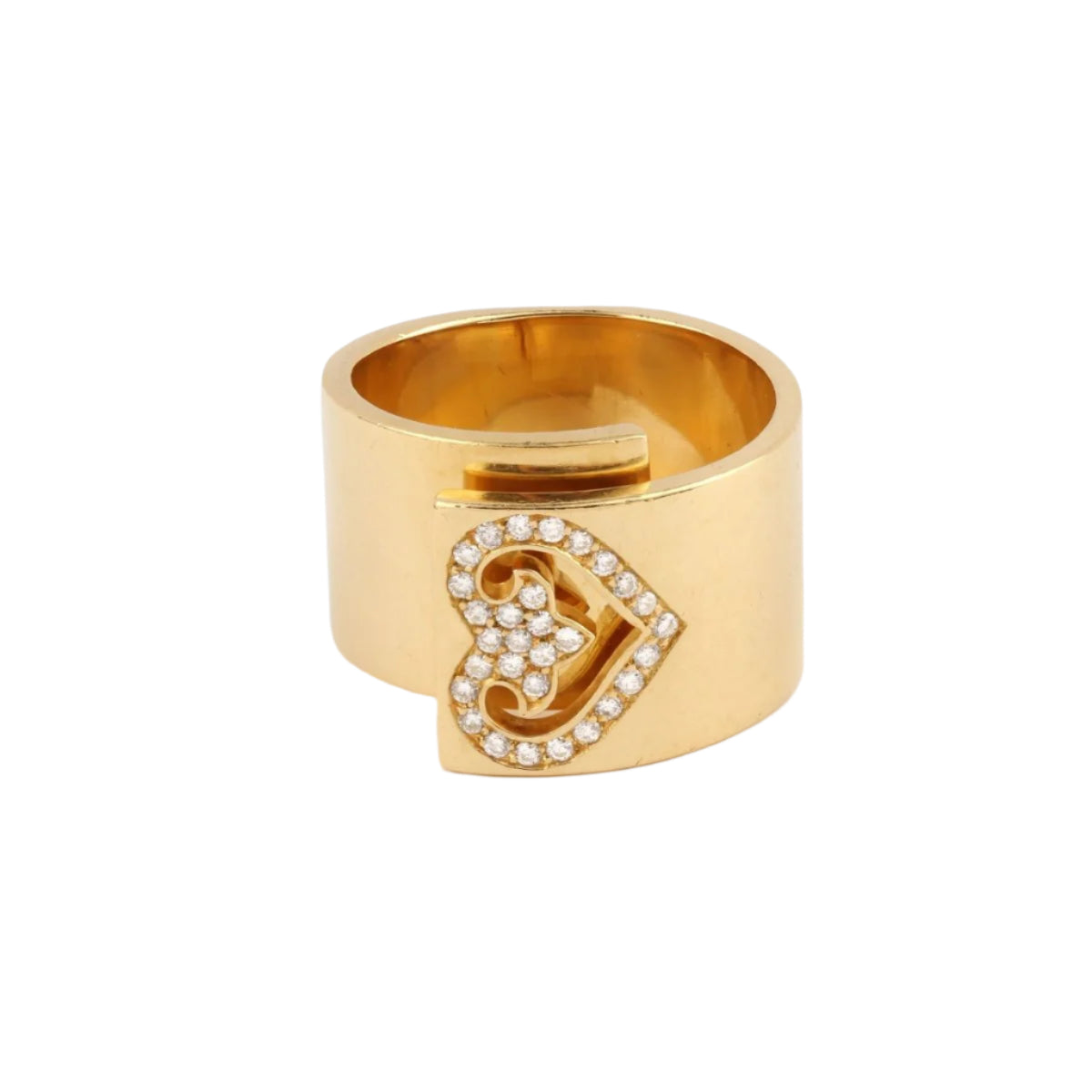 Bague Bandeau Légendes O.J. Perrin Cœur Diamants Or Jaune 18 Carats - Castafiore