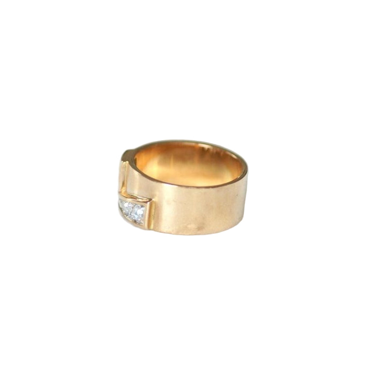 Bague Bandeau Lettre Initiale L Diamants sur Or rose - Castafiore
