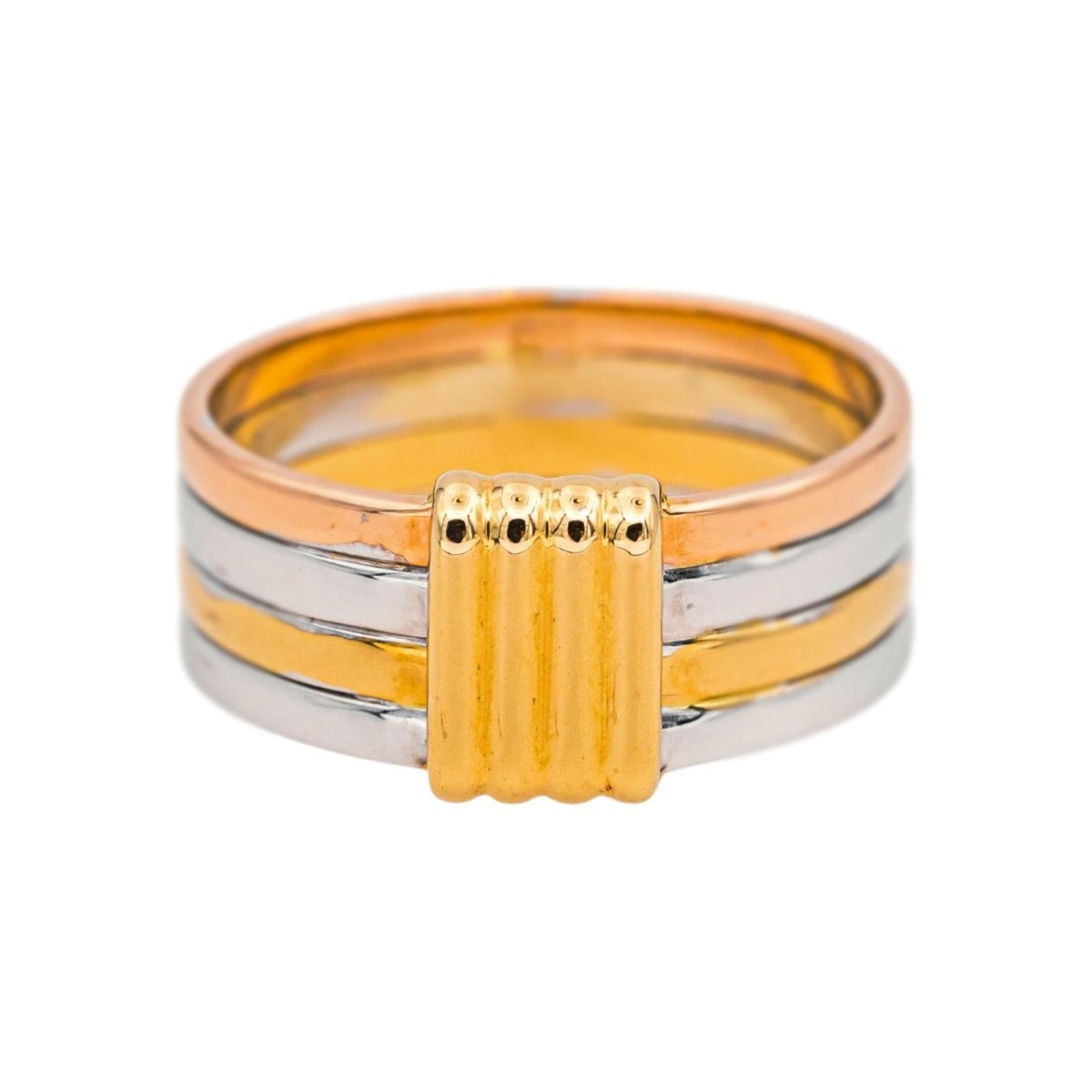 Bague Bandeau MAUBOUSSIN "Élégance française" en or blanc, or jaune et or rose - Castafiore