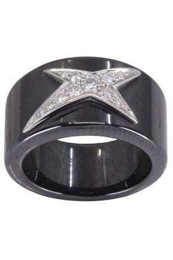 Bague Bandeau MAUBOUSSIN "Étoile du démon" en céramique, or blanc et diamants - Castafiore