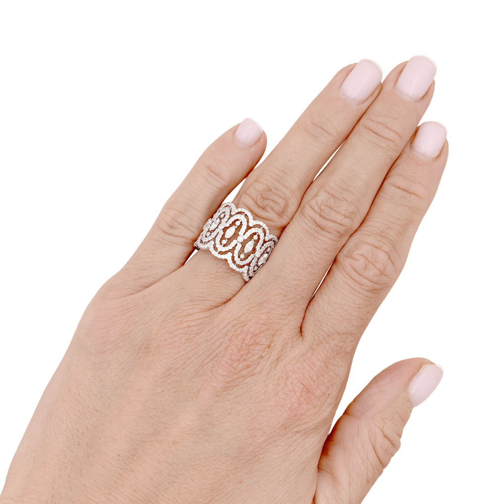Bague Bandeau MESSIKA "Arabesque" en or blanc et diamants - Castafiore