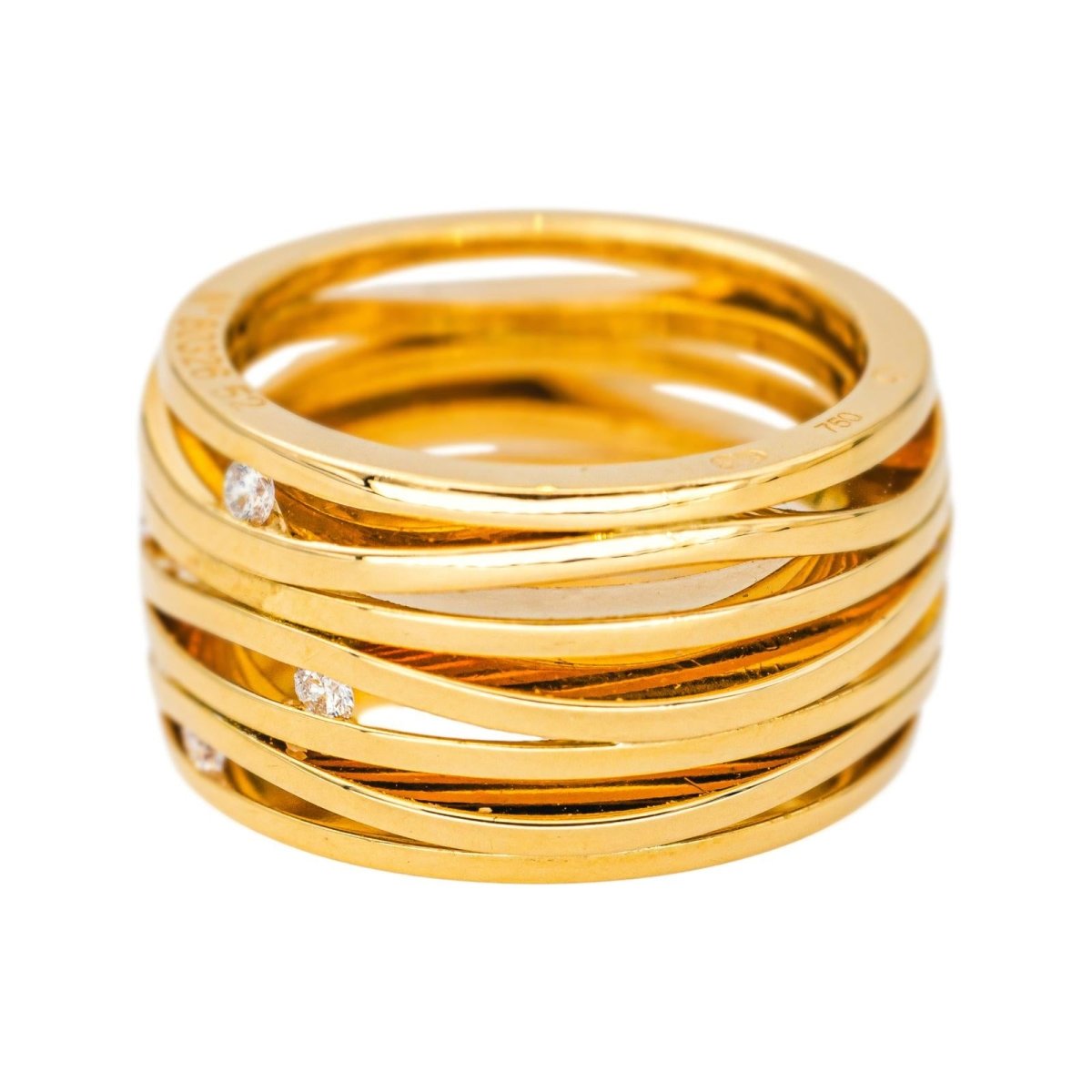 Bague Bandeau OMEGA "Ladymatic" en or jaune et diamants - Castafiore