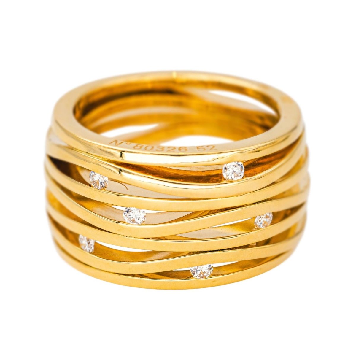 Bague Bandeau OMEGA "Ladymatic" en or jaune et diamants - Castafiore