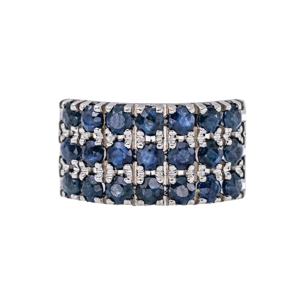 Bague Bandeau Or blanc Saphir - Castafiore