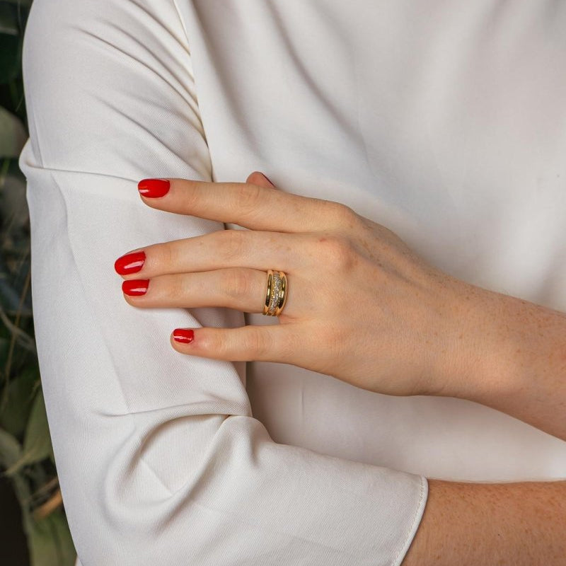 Bague Bandeau Or jaune Diamant - Castafiore