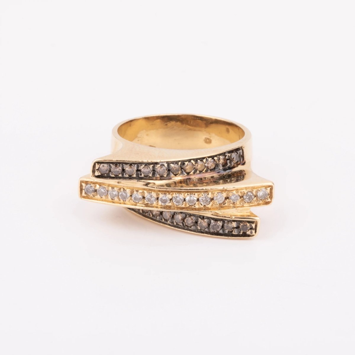 Bague bandeau or jaune et diamant cognacs - Castafiore