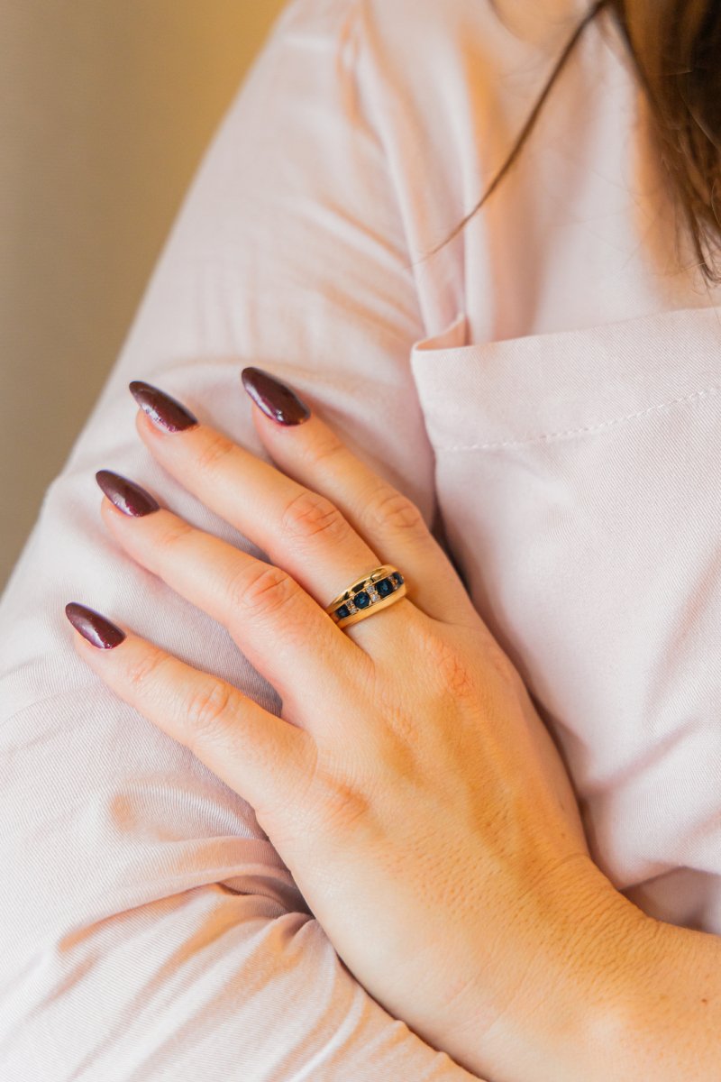 Bague Bandeau Or jaune Saphir - Castafiore