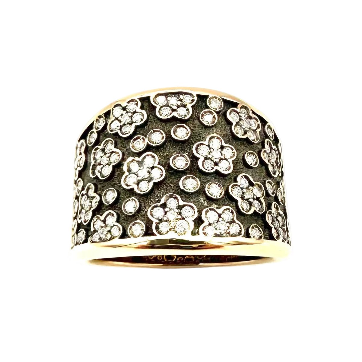 Bague Bandeau PASQUALE BRUNI "Ricami" en or rose, or noir et diamants - Castafiore