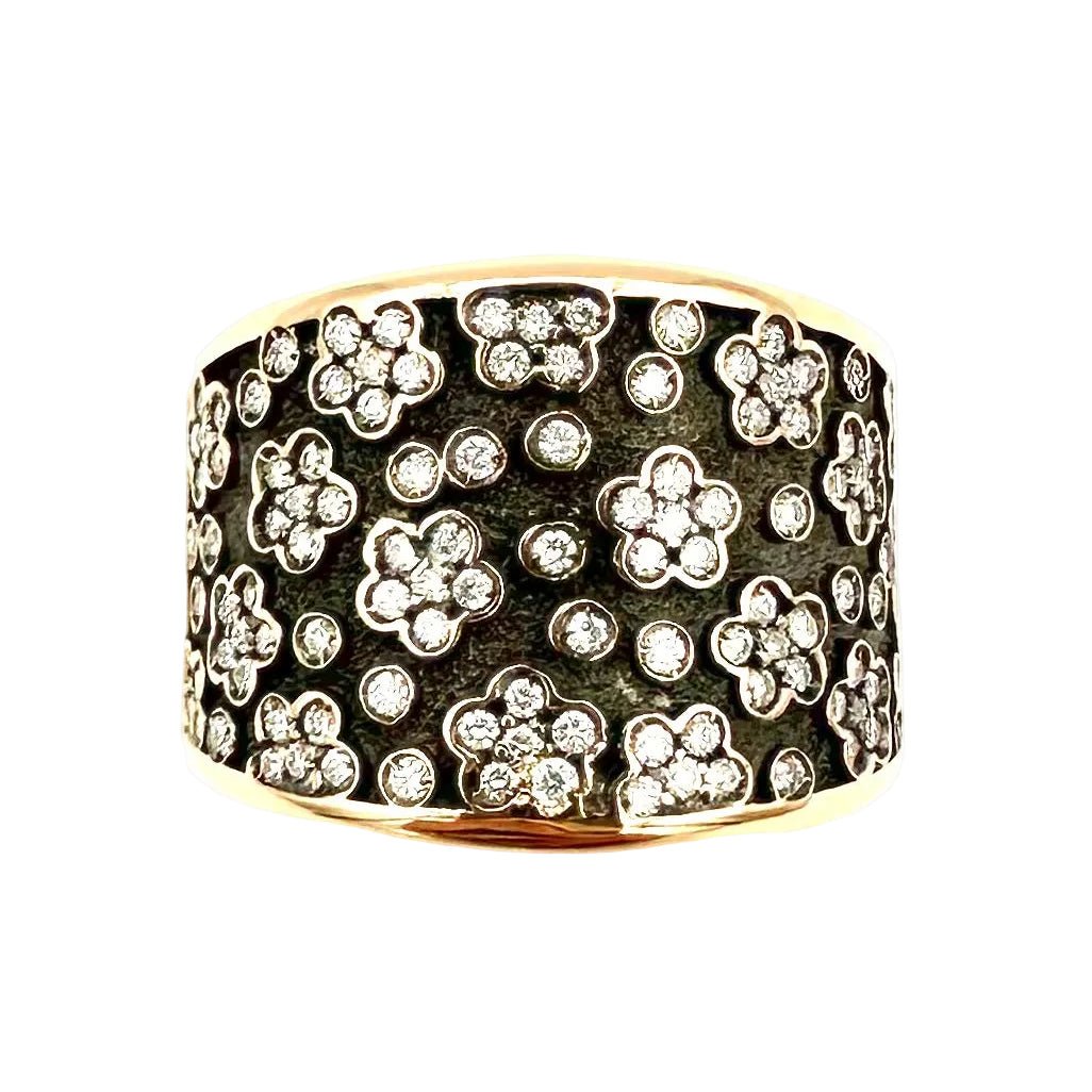 Bague Bandeau PASQUALE BRUNI "Ricami" en or rose, or noir et diamants - Castafiore