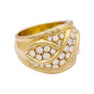 Bague bandeau pavage or jaune, diamants. - Castafiore