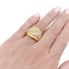 Bague bandeau pavage or jaune, diamants. - Castafiore