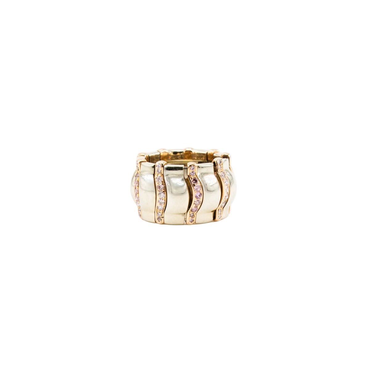 Bague Bandeau PIAGET en or blanc, or rose, saphirs roses et diamants - Castafiore