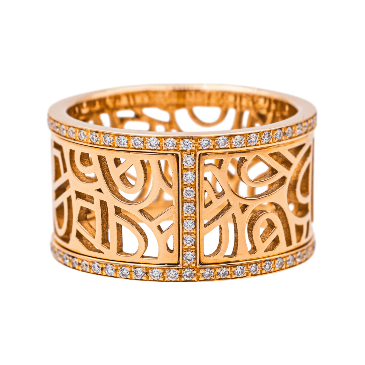 Bague Bandeau POIRAY "Coeur Fil" en or rose et diamants - Castafiore