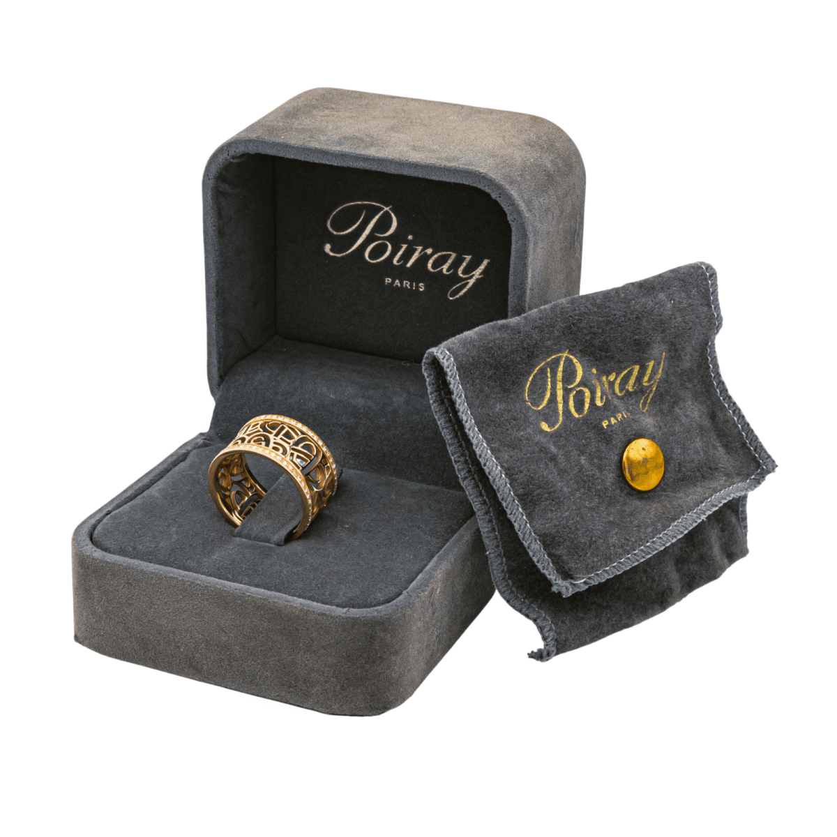 Bague Bandeau POIRAY "Coeur Fil" en or rose et diamants - Castafiore