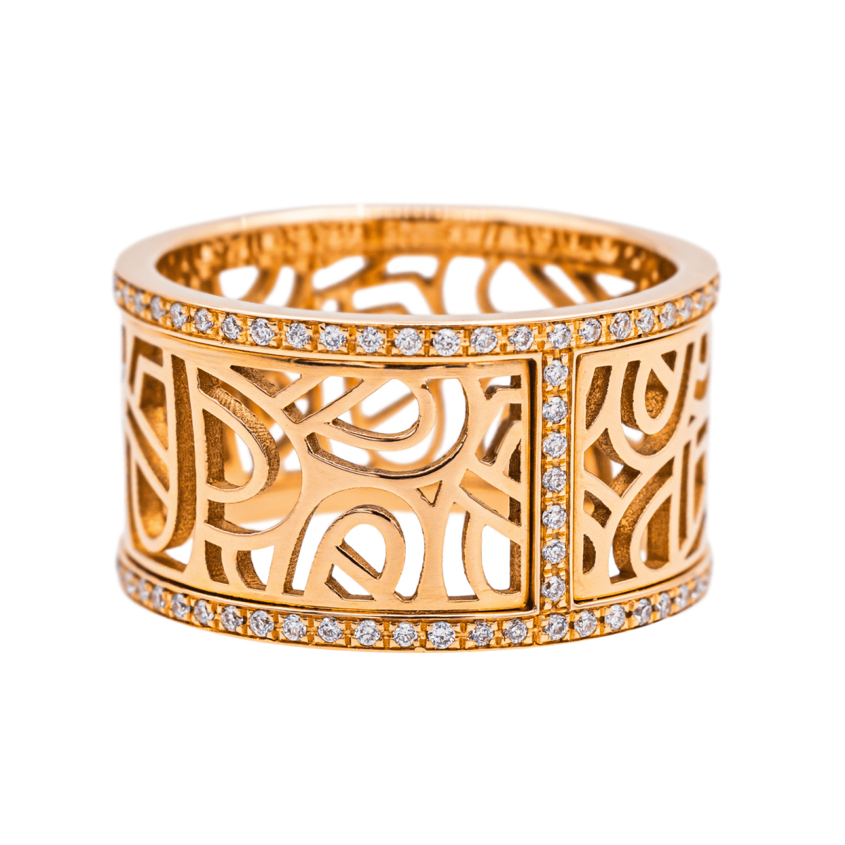 Bague Bandeau POIRAY "Coeur Fil" en or rose et diamants - Castafiore