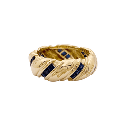 Bague Bandeau POIRAY en or jaune et saphirs - Castafiore