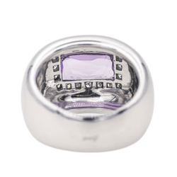 Bague Bandeau POIRAY "Thessalie" en or blanc, améthyste et diamants - Castafiore