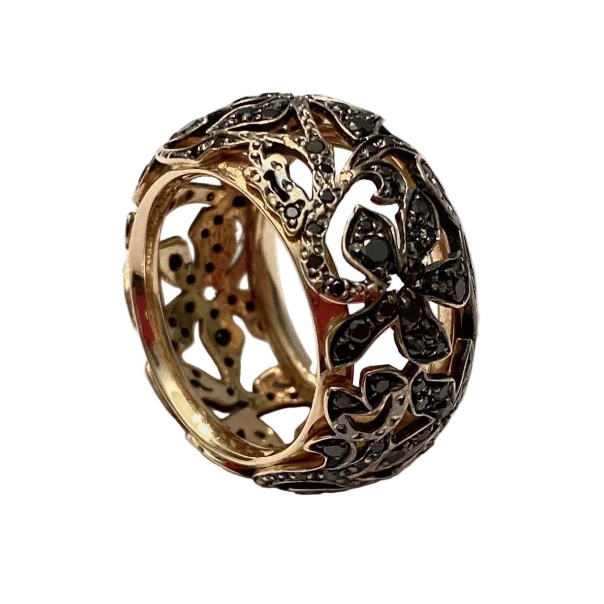 Bague Bandeau POMELLATO "Arabesque" en or rose et diamants - Castafiore