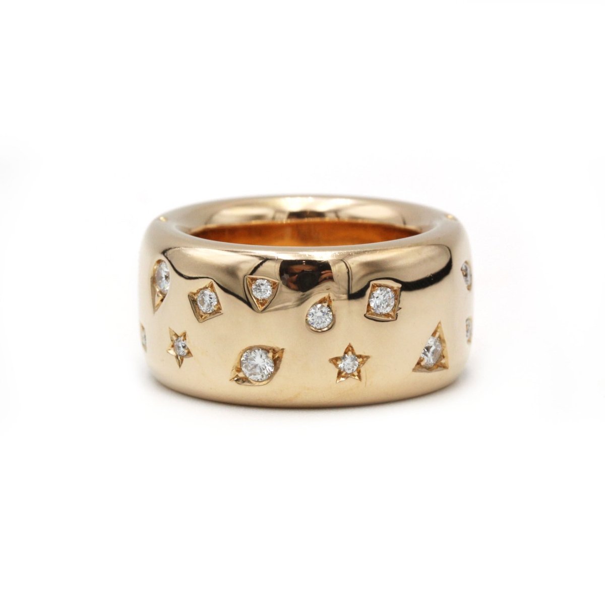 Bague Bandeau POMELLATO "Iconica" en or jaune et diamants - Castafiore