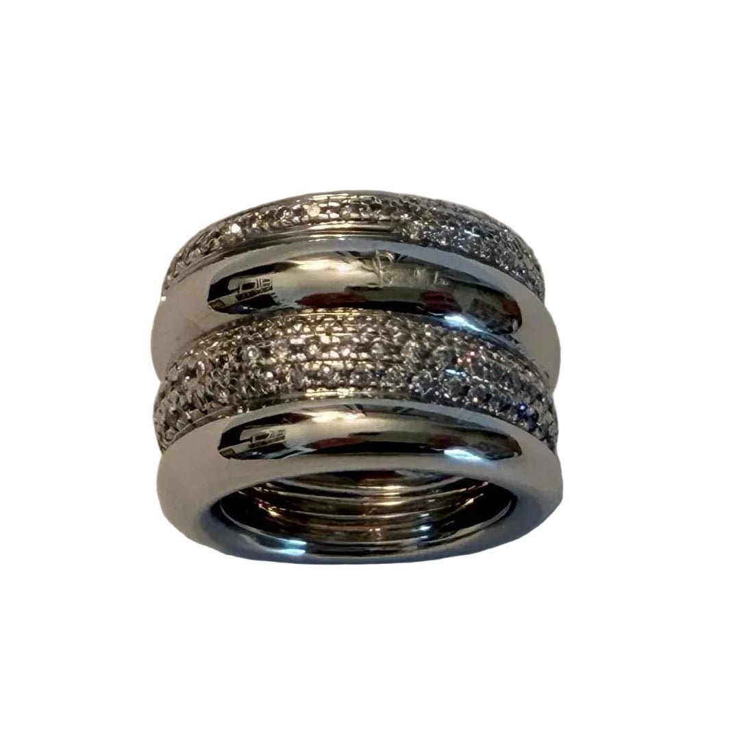 Bague Bandeau POMELLATO "Tubolare" en or blanc et diamants - Castafiore