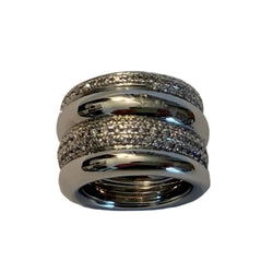 Bague Bandeau POMELLATO "Tubolare" en or blanc et diamants - Castafiore