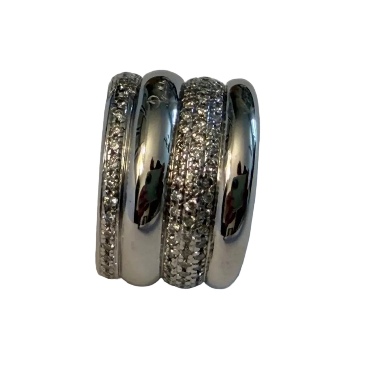 Bague Bandeau POMELLATO "Tubolare" en or blanc et diamants - Castafiore