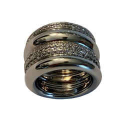 Bague Bandeau POMELLATO "Tubolare" en or blanc et diamants - Castafiore