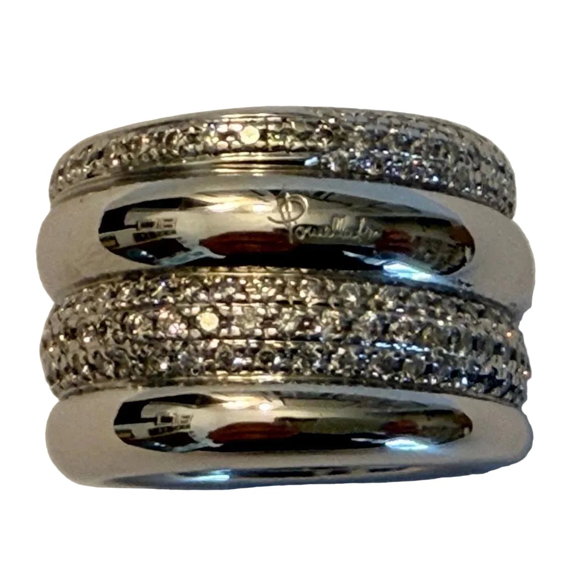Bague Bandeau POMELLATO "Tubolare" en or blanc et diamants - Castafiore