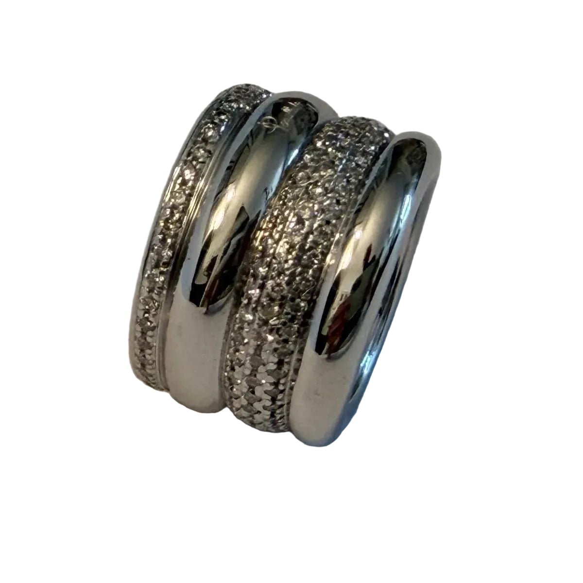 Bague Bandeau POMELLATO "Tubolare" en or blanc et diamants - Castafiore