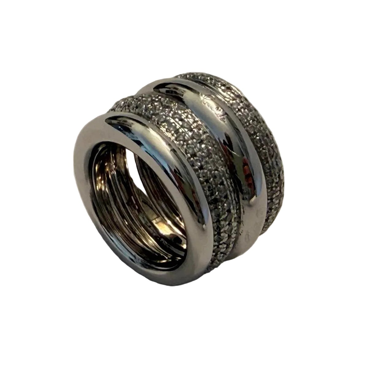 Bague Bandeau POMELLATO "Tubolare" en or blanc et diamants - Castafiore
